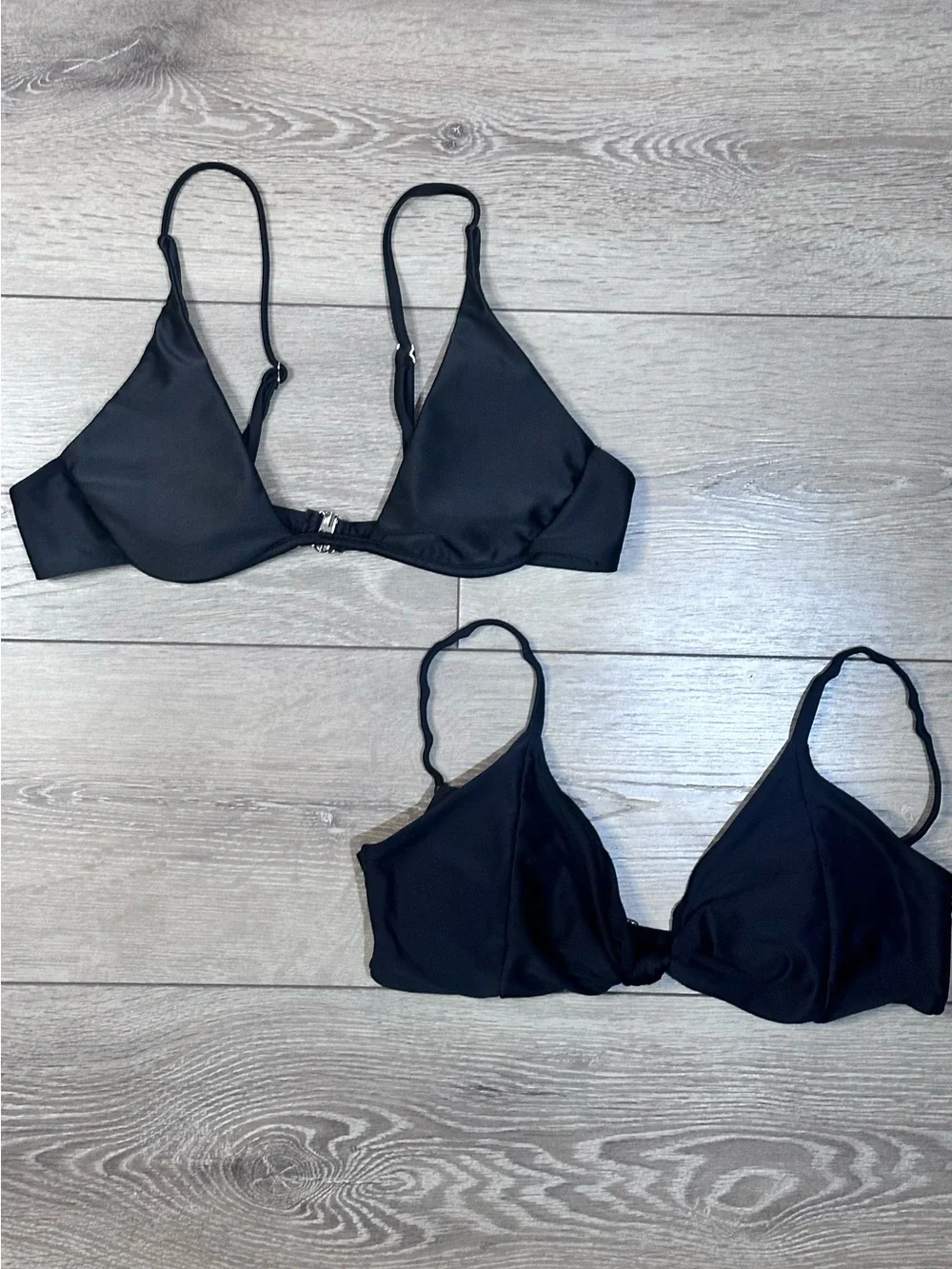 Lot Of 2 Bikini Tops Black Swimwear With Removable Padding & Adjustable Straps